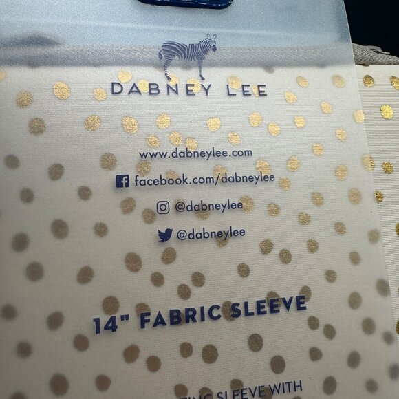 Dabney Lee fabric sleeve for laptops or Ultrabooks 14” white gold polka dots vel - Picture 10 of 12